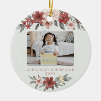 Adoptie Aankondiging Keepsake Waterverf Floral Keramisch Ornament