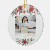 Adoptie Aankondiging Keepsake Waterverf Floral Keramisch Ornament (Links)