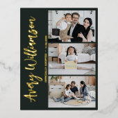 Adoptie Aankondiging Modern 3 Foto Folie Briefkaar (Voorkant)