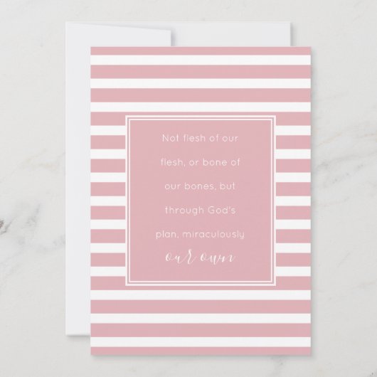 Adoptie Aankondiging Roze en witte streep (Achterkant)