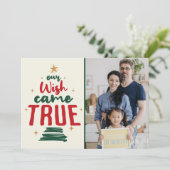 Adoptie Aankondiging Wens Kwam Echte Vakantie Kaar (Staand voorkant)