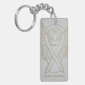 Adoptie Angel White Awareness Ribbon Sleutelhanger (Voorkant Links)