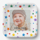 Adoptie Baby shower Fotopapier Borden Papieren Bordje (Voorkant)