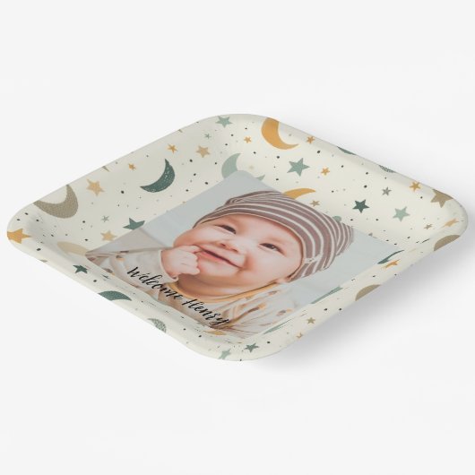 Adoptie Baby shower Fotopapier Borden Papieren Bordje (Gebogen)