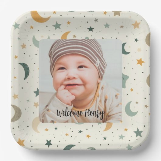 Adoptie Baby shower Fotopapier Borden Papieren Bordje (Voorkant)