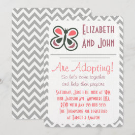 Adoptie Douche Moderne Roze Chevron Butterfly Kaart