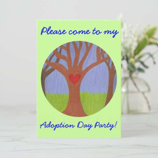 Adoptie Drie Adoptie Dag Party uitnodiging (Staand voorkant)