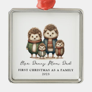 Adoptie Eerste Kerstmis Als een Familie van 4 Hedg Metalen Ornament