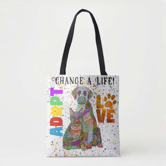 Adoptie- en reddingshond en -Canvas tas voor honde (Voorkant)