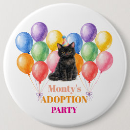 Adoptie Feestje Pakkedag Zwarte Kat Huisdier Ronde Button 6,0 Cm