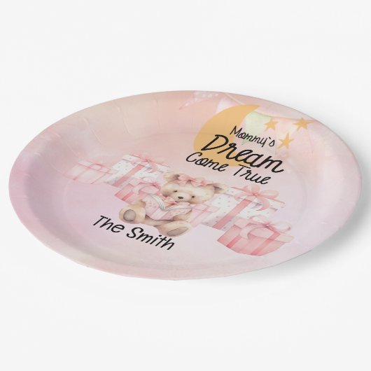 Adoptie Foster Kind Meisje roze themafeest Papieren Bordje (Gekanteld)