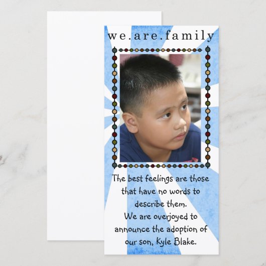 adoptie fotokaart aankondiging (Voorkant / Achterkant)