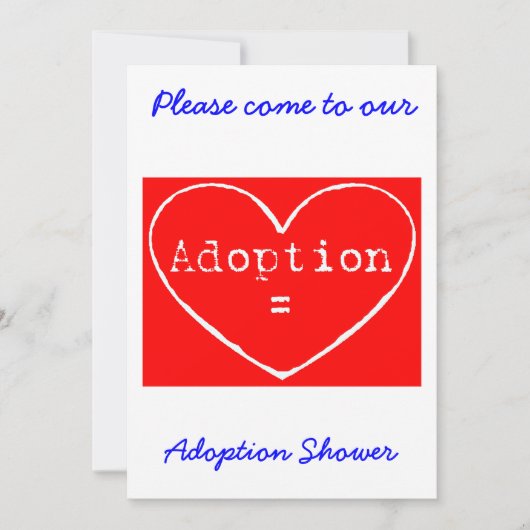 Adoptie = Liefde Wit op Rode Douche uitnodiging (Voorkant)