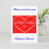 Adoptie = Liefde Wit op Rode Douche uitnodiging (Staand voorkant)