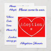 Adoptie = Liefde Wit op Rode Douche uitnodiging (Voorkant / Achterkant)