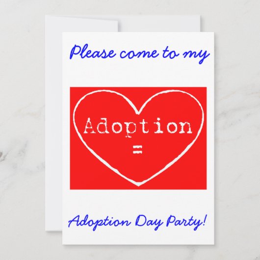 Adoptie = Love White Adoptie Day Party Uitnodigen Kaart (Voorkant)