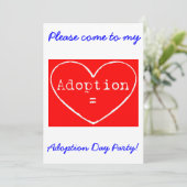 Adoptie = Love White Adoptie Day Party Uitnodigen Kaart (Staand voorkant)