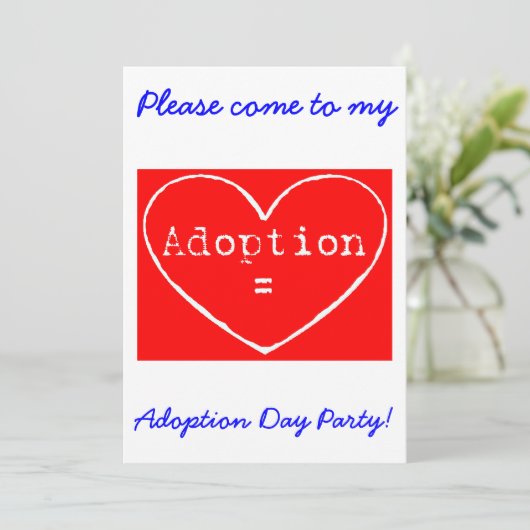 Adoptie = Love White Adoptie Day Party Uitnodigen Kaart (Staand voorkant)
