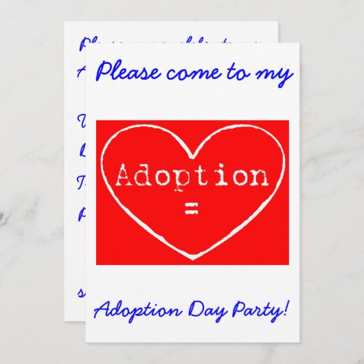 Adoptie = Love White Adoptie Day Party Uitnodigen Kaart (Voorkant / Achterkant)