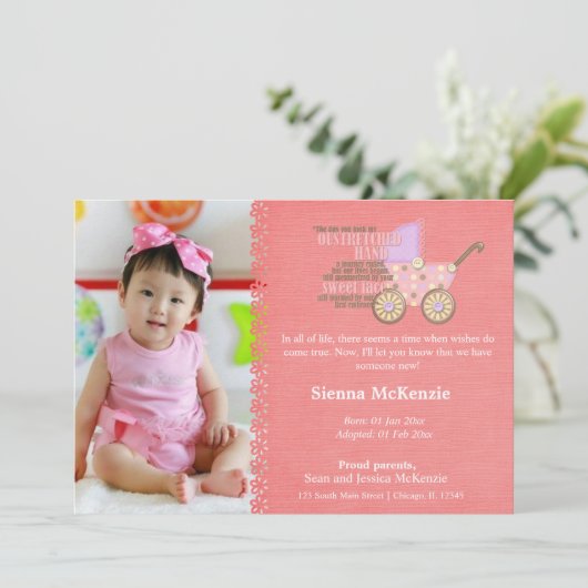 Adoptie meisje aankondiging (Staand voorkant)