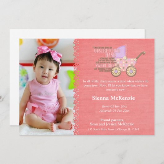 Adoptie meisje aankondiging (Voorkant / Achterkant)