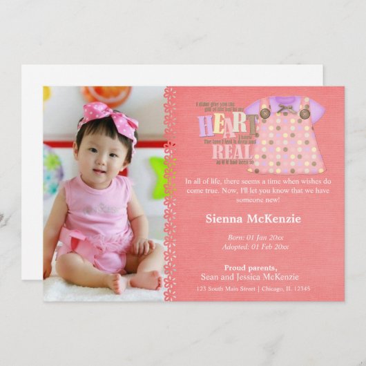 Adoptie meisje aankondiging (Voorkant / Achterkant)