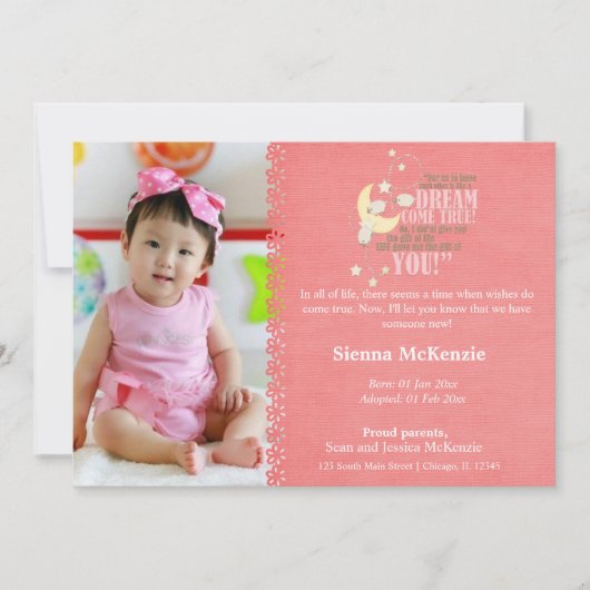 Adoptie meisje aankondiging (Voorkant)