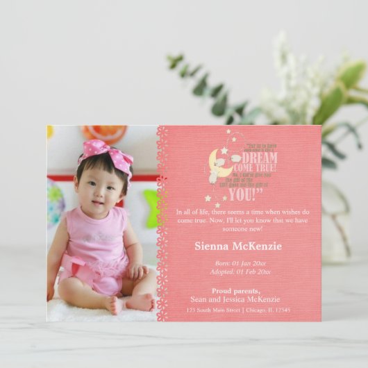 Adoptie meisje aankondiging (Staand voorkant)