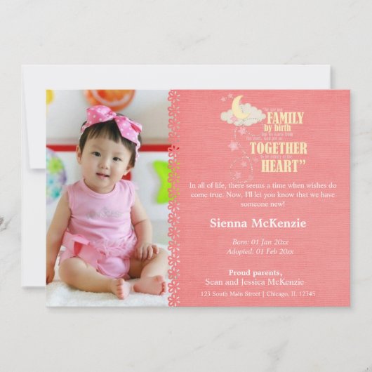 Adoptie meisje aankondiging (Voorkant)