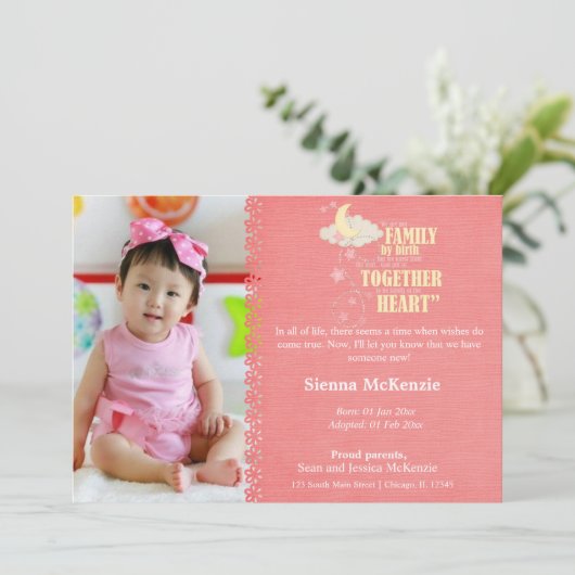 Adoptie meisje aankondiging (Staand voorkant)