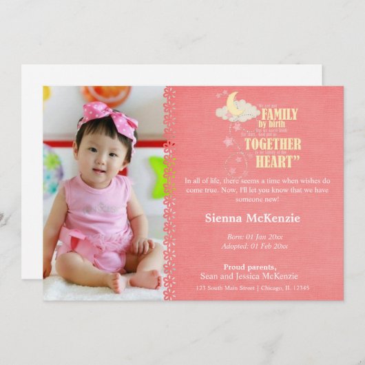 Adoptie meisje aankondiging (Voorkant / Achterkant)