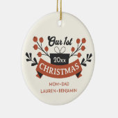 Adoptie "Onze Eerste Kerstmis" Modern Keepsake Keramisch Ornament (Rechts)