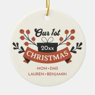 Adoptie "Onze Eerste Kerstmis" Modern Keepsake Keramisch Ornament