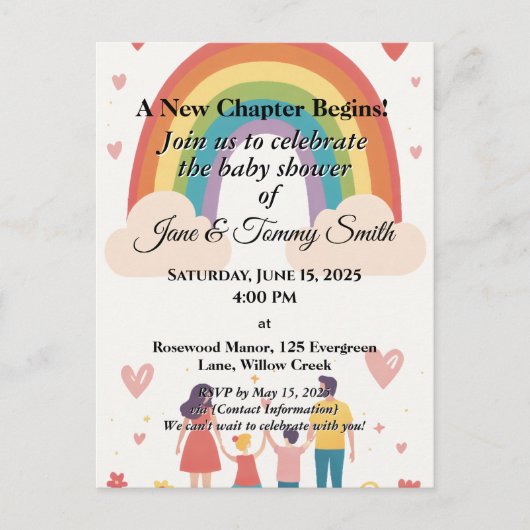 Adoptie Regenboog Baby shower Briefkaart (Voorkant)