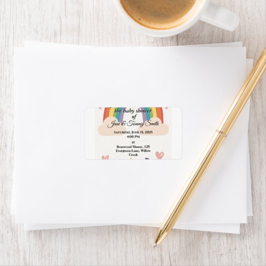 Adoptie Regenboog Baby Shower Etiket (Insitu)