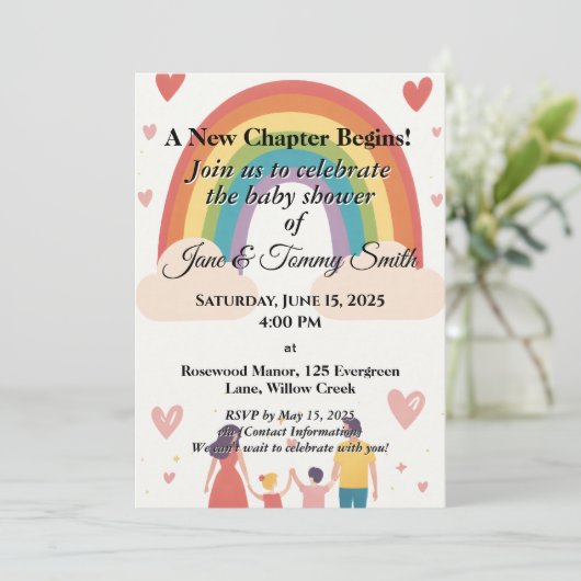 Adoptie Regenboog Baby shower Kaart (Staand voorkant)