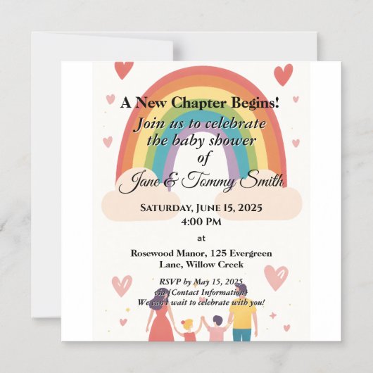 Adoptie Regenboog Baby shower Magnetische Uitnodiging (Voorkant)