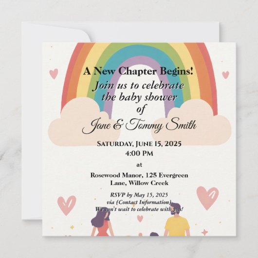 Adoptie Regenboog Baby shower Save The Date (Voorkant)
