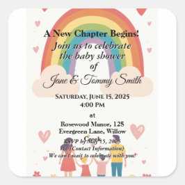 Adoptie Regenboog Baby shower Vierkante Sticker