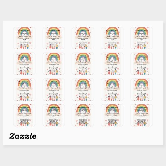 Adoptie Regenboog Baby shower Vierkante Sticker (Vel)
