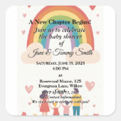 Adoptie Regenboog Baby shower Vierkante Sticker (Voorkant)