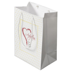 Adoptie, Religieus, Gele Stippen met Rode Hart Medium Cadeauzakje