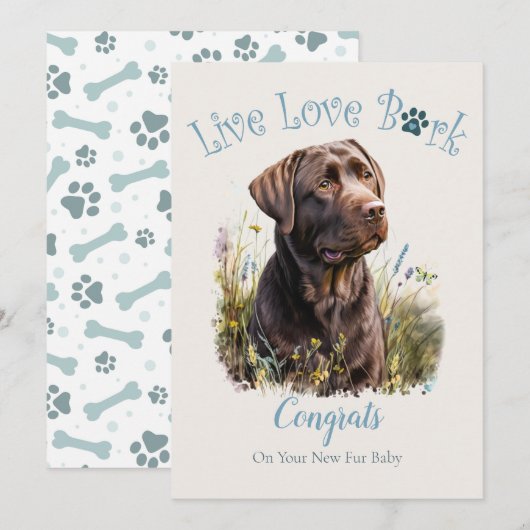 Adoptie van een chocolade labrador, Gotcha-dag Kaart (Voorkant / Achterkant)