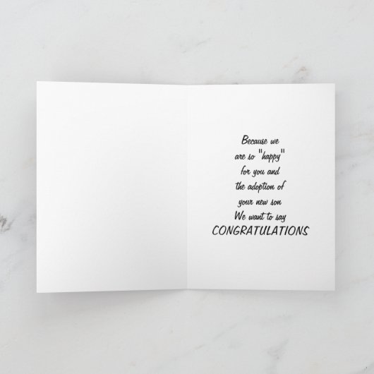 "ADOPTIE" VAN UW NIEUWE ZOON KAART (Binnen)