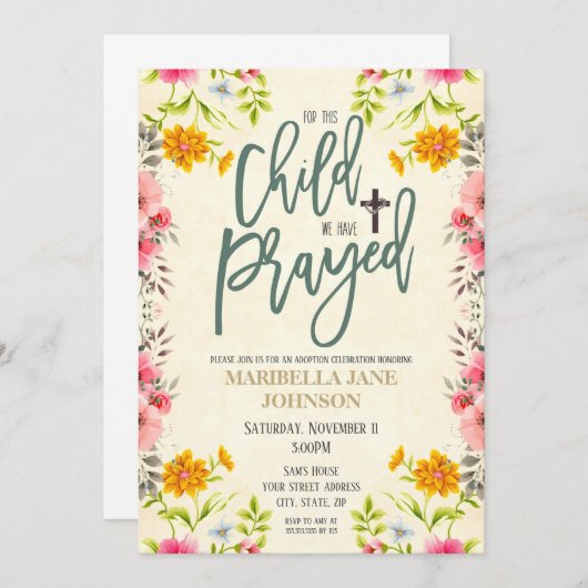 Adoptie Viering Uitnodiging (Voorkant / Achterkant)