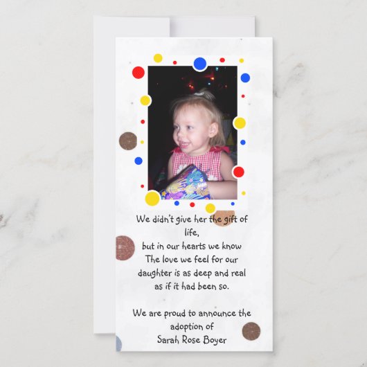 adoptieaankondiging-fotokaart aankondiging (Voorkant)