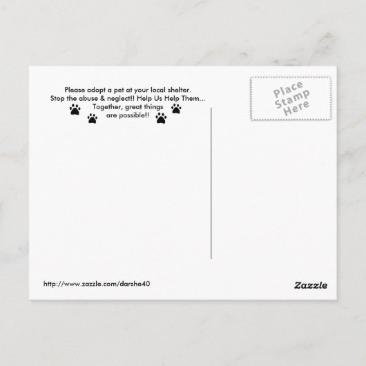 Adoptiebus voor katten en honden briefkaart (Achterkant)