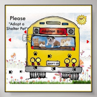 Adoptiebus voor Poster van katten en honden