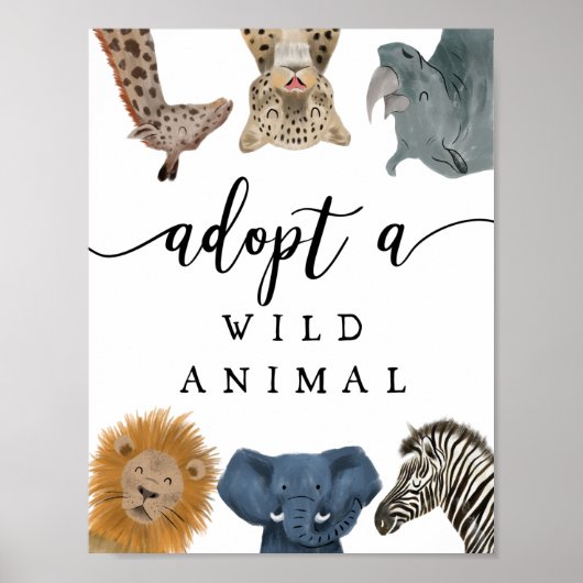 Adoptiecentrum | Jongen Safari Birthday Party Sign Poster (Voorkant)