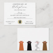 adoptiecertificaat notitiekaartje (Voorkant / Achterkant)